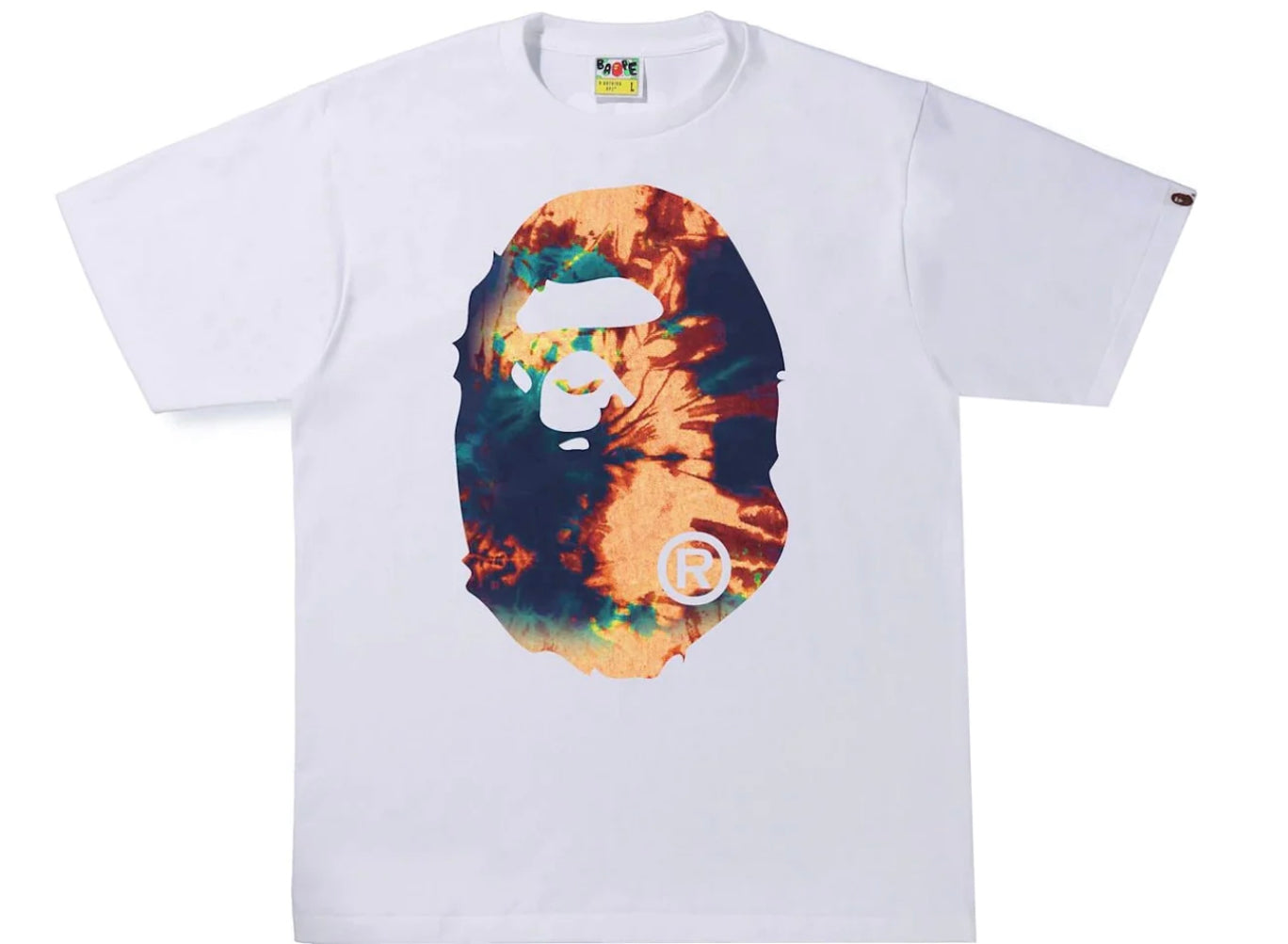 BAPE Tie Dye Big Ape Head Tee White Navy