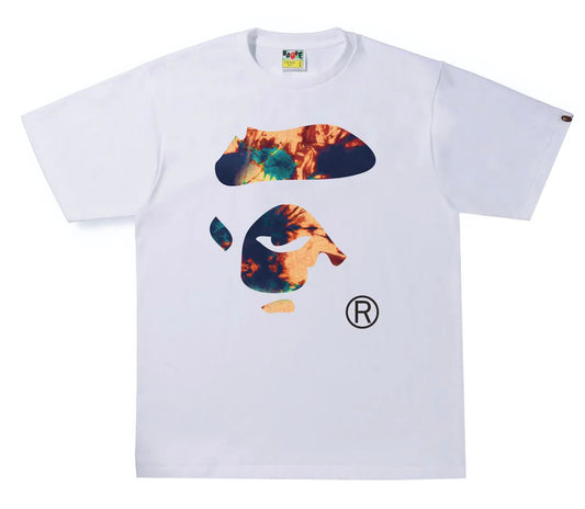 BAPE Tie Dye Ape Face Tee White/Navy