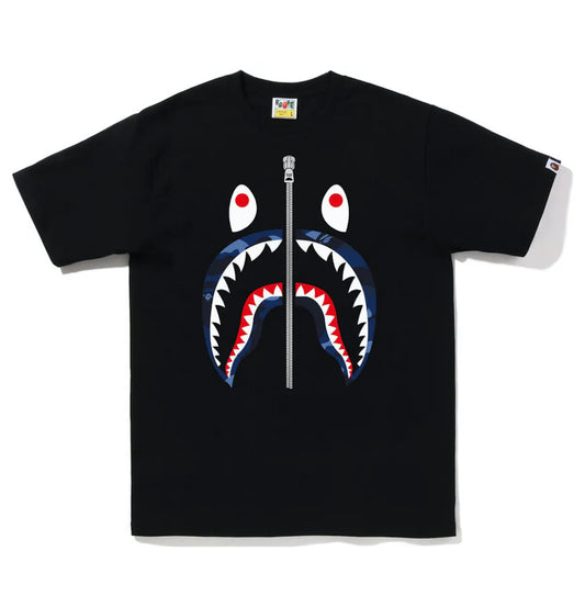 BAPE Color Camo Silver Zip Shark Tee (SS23)Black Navy